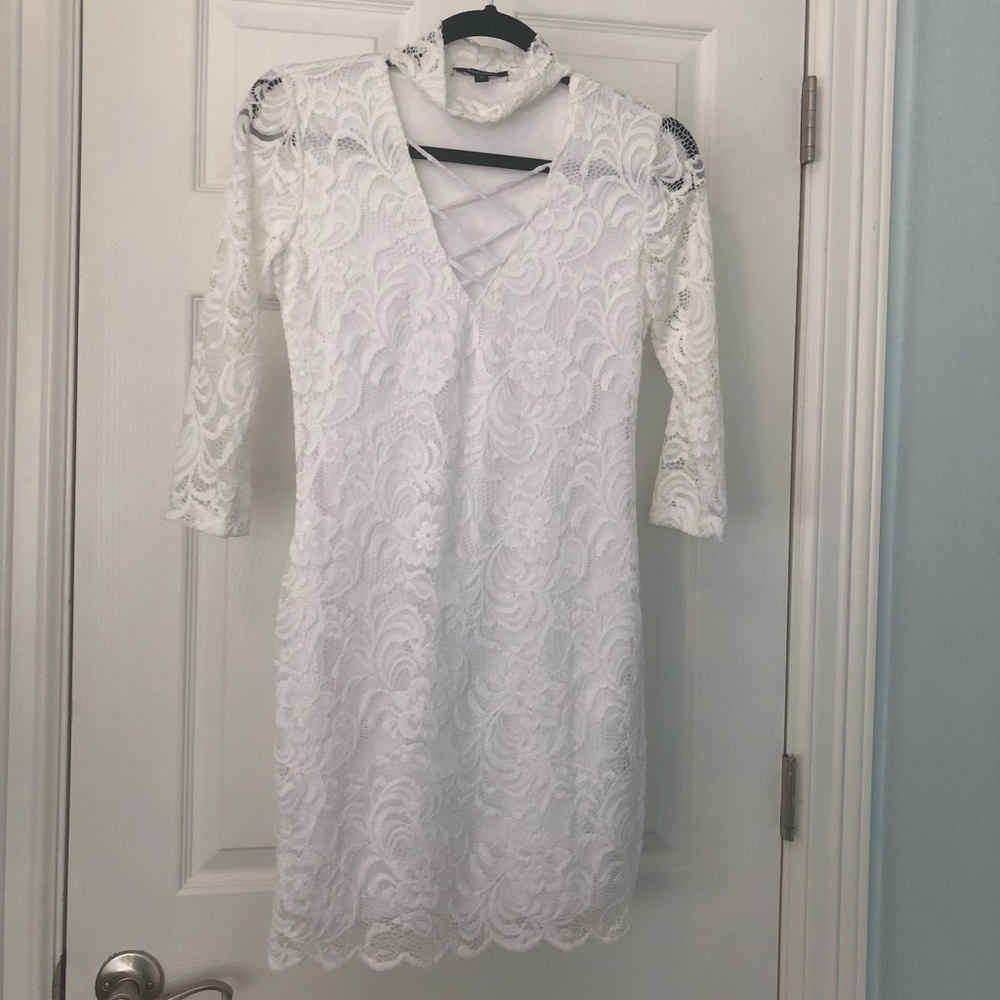 White lace choker dress